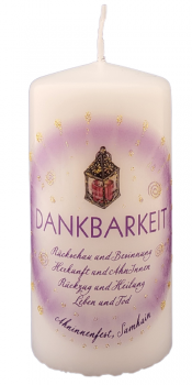 Jahreskreiskerze DANKBARKEIT mit Segensmünze