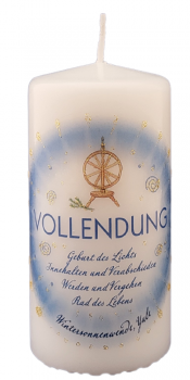 Jahreskreiskerze VOLLENDUNG mit Segensmünze