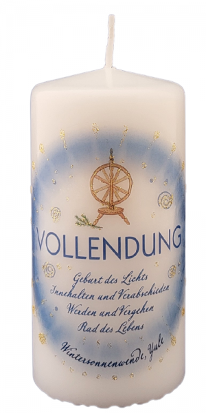 Jahreskreiskerze VOLLENDUNG mit Segensmünze